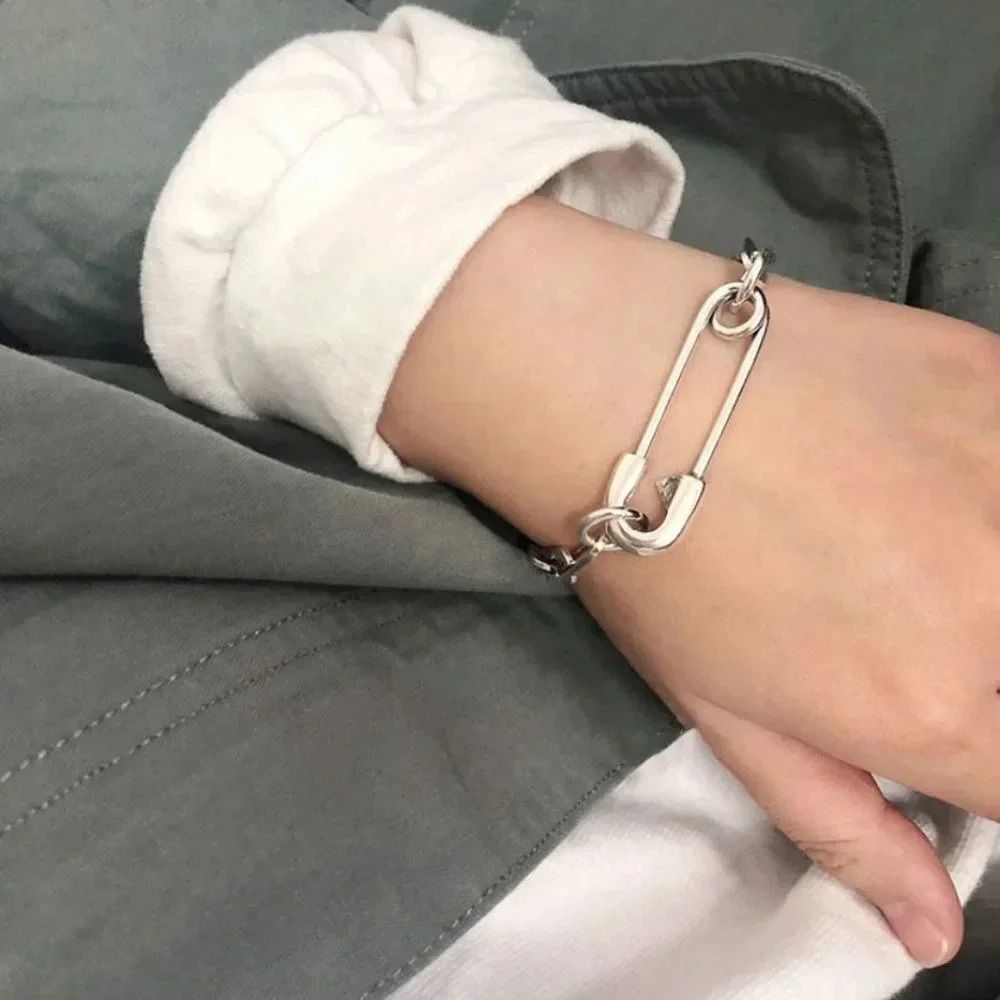 925 Chunky Sterling Silver Paperclip Bracelet Thick Silver Statement Bracelet